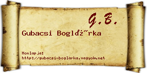Gubacsi Boglárka névjegykártya